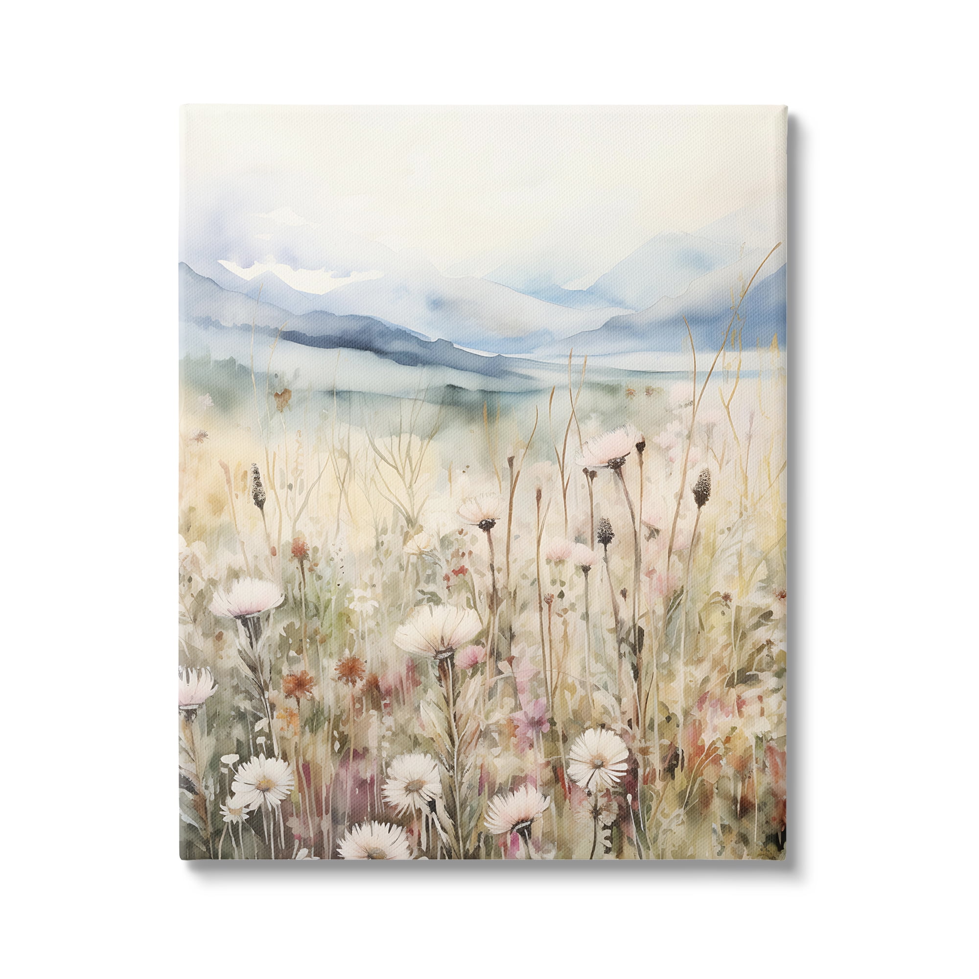 Stupell Industries Rural Daisy Field Meadow Landscape Painting Gallery Wrapped Canvas Art Print Wall Art, 24 x 30