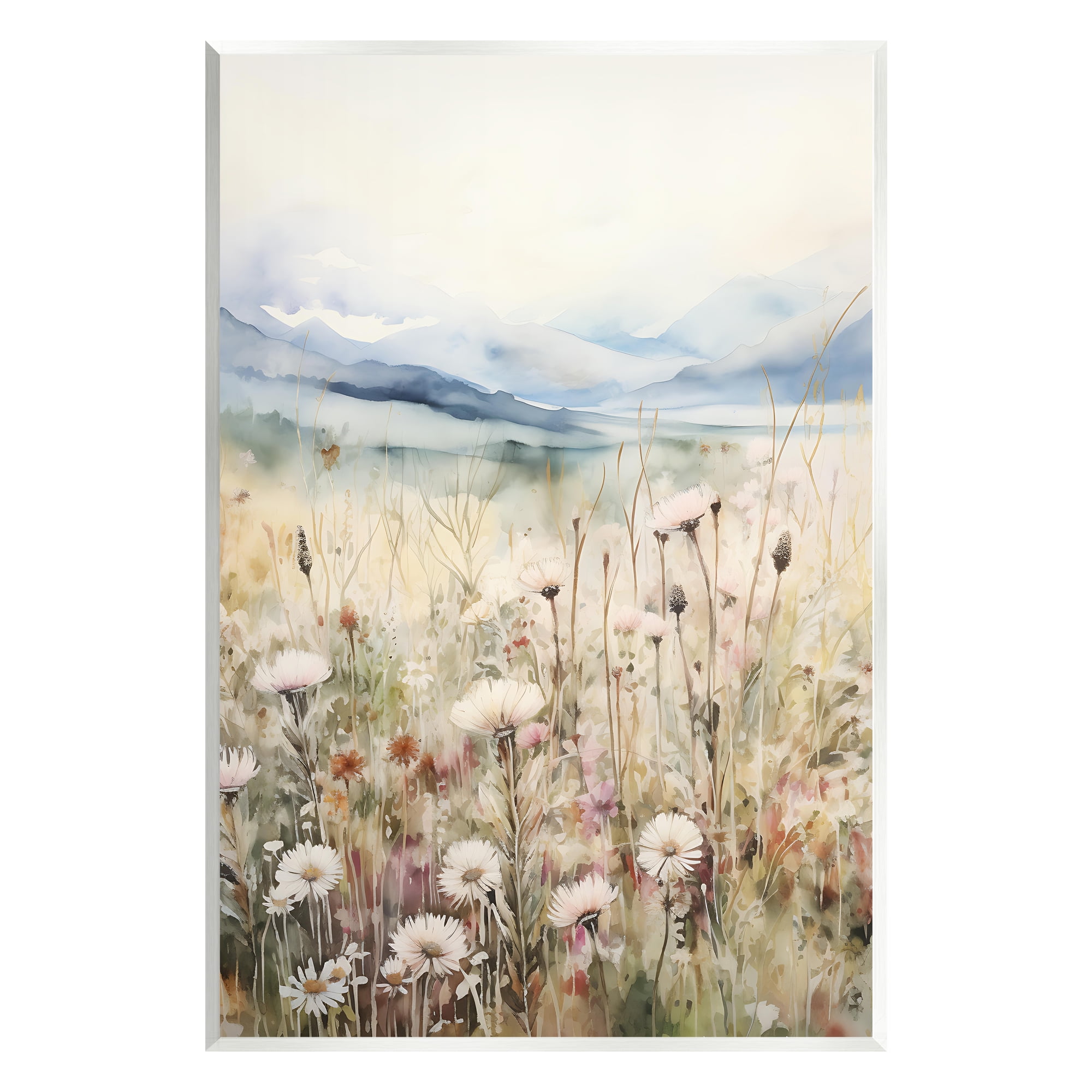 Stupell Industries Rural Daisy Field Meadow Landscape Painting Unframed Art Print Wall Art, 10 x 15