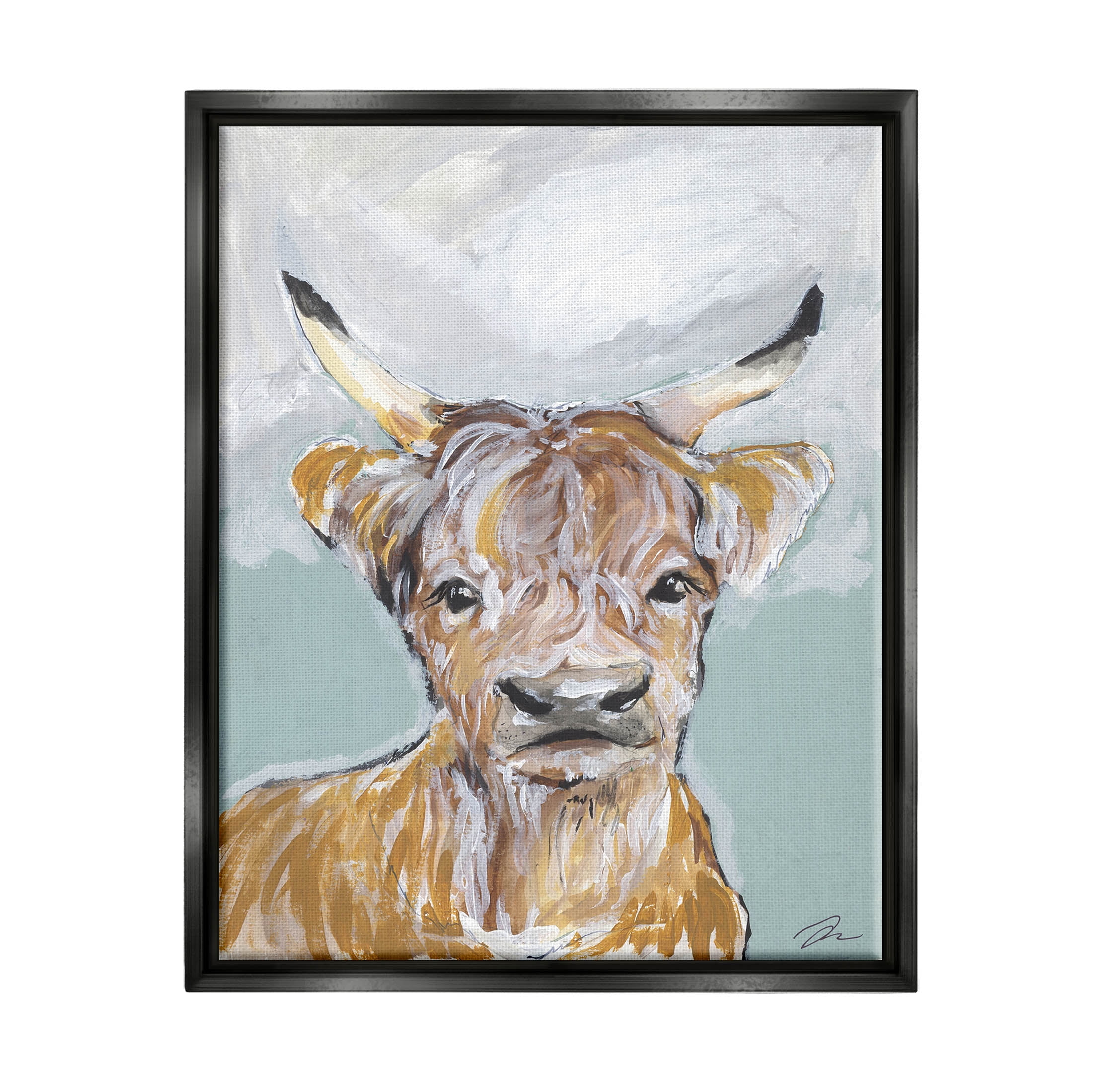 Stupell Industries Rural Farm Cattle Brushed Painting Painting Jet Black Floating Framed Canvas Print Wall Art, Design by Jessica Mingo