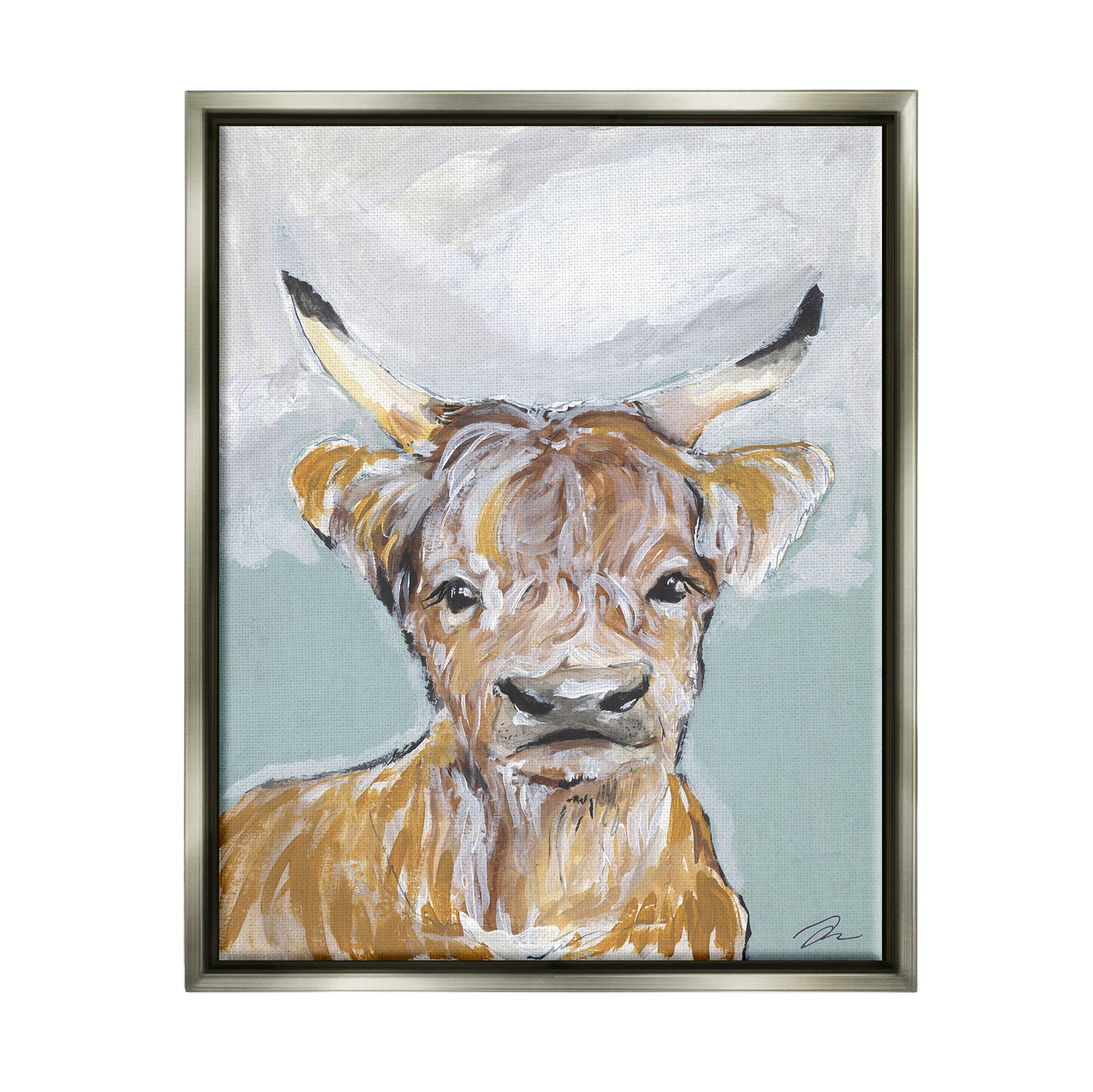 Stupell Industries Rural Farm Cattle Brushed Painting Painting Luster Gray Floating Framed Canvas Print Wall Art, Design by Jessica Mingo
