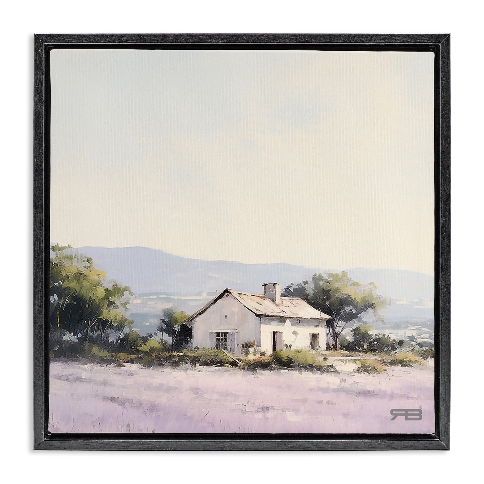 Stupell Industries Rural Farm Horizon Landscape & Nature Painting Black Floater Framed Canvas Art Print Wall Art, 18 x 18