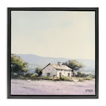 Stupell Industries Rural Farm Horizon Landscape & Nature Painting Black Floater Framed Canvas Art Print Wall Art, 18 x 18