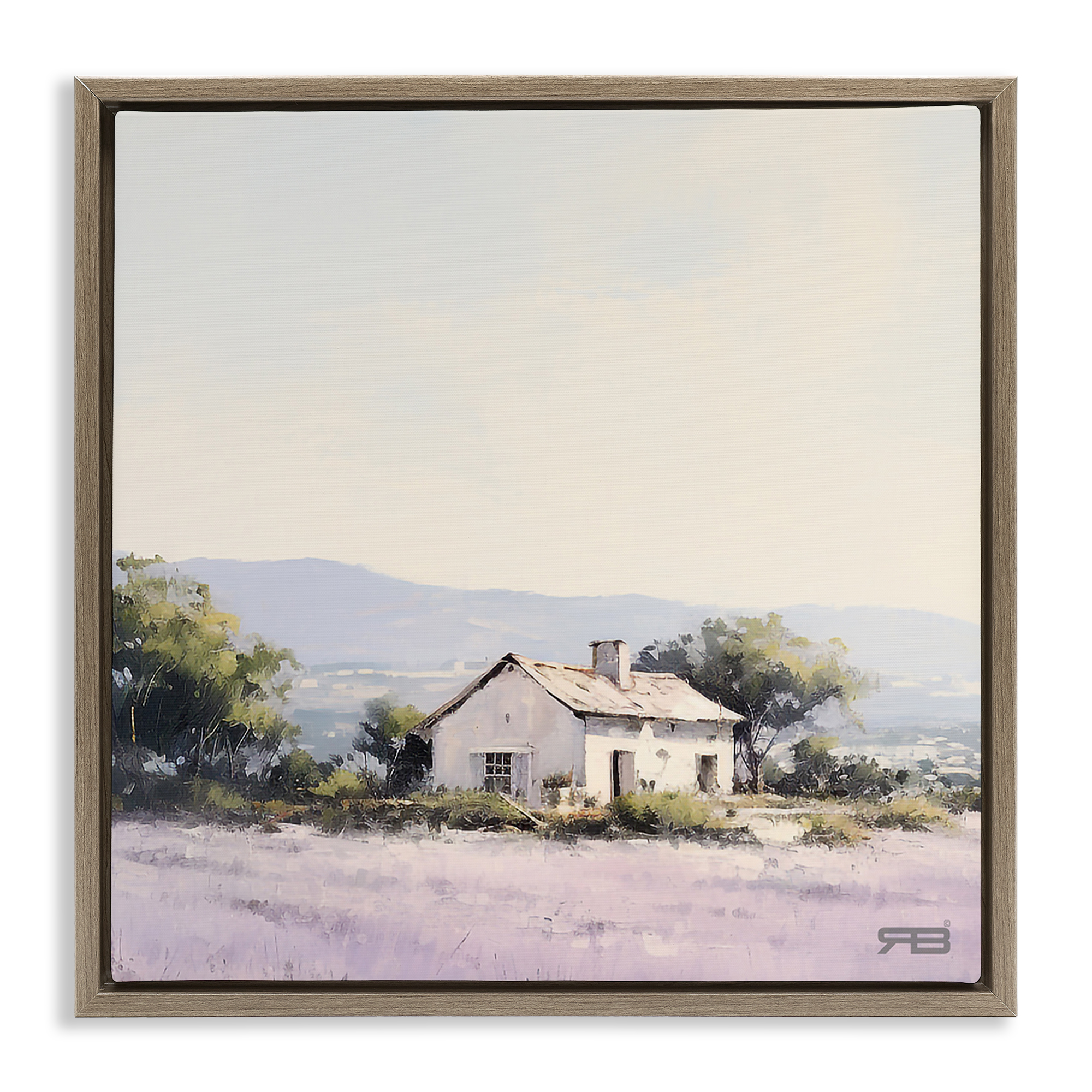 Stupell Industries Rural Farm Horizon Landscape & Nature Painting Brown Floater Framed Canvas Art Print Wall Art, 18 x 18