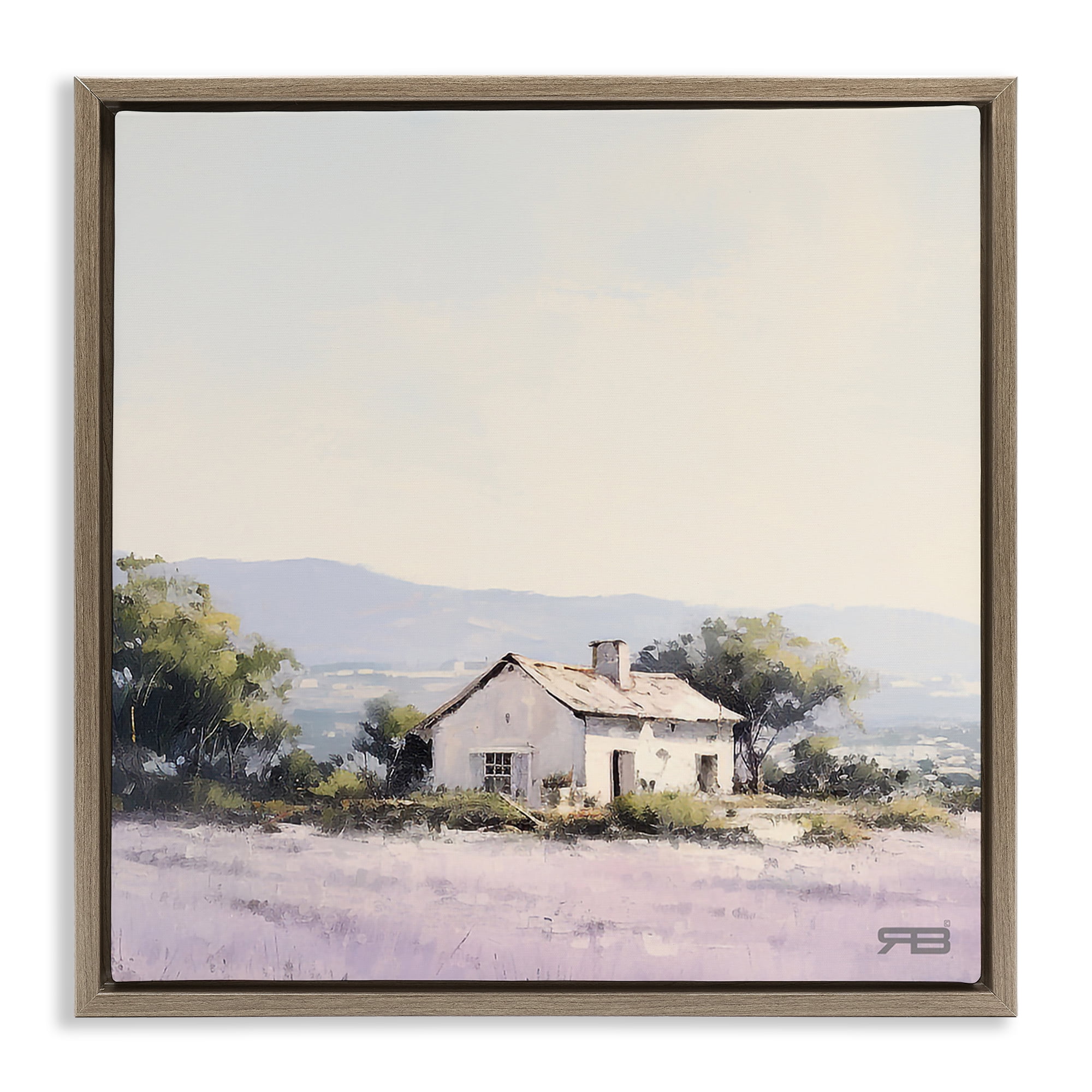 Stupell Industries Rural Farm Horizon Landscape & Nature Painting Brown Floater Framed Canvas Art Print Wall Art, 25 x 25