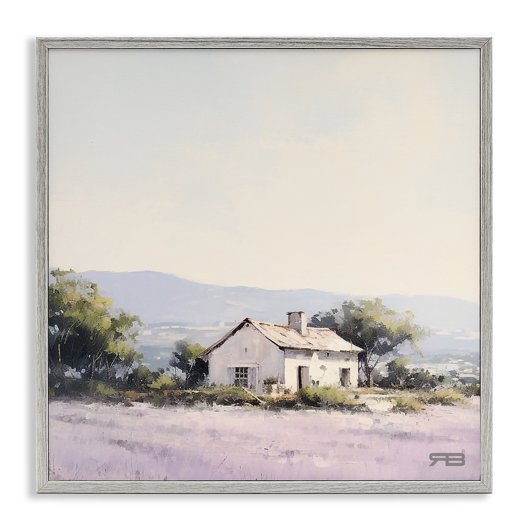 Stupell Industries Rural Farm Horizon Landscape & Nature Painting Gray Framed Art Print Wall Art, 17 x 17