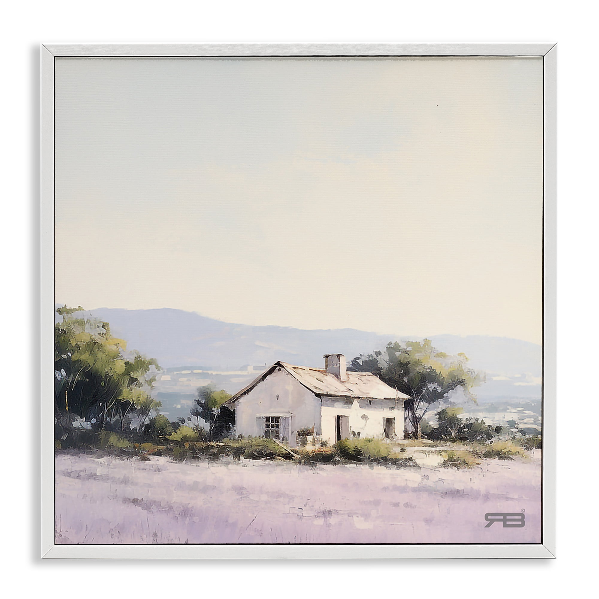 Stupell Industries Rural Farm Horizon Landscape & Nature Painting White Framed Art Print Wall Art, 12 x 12