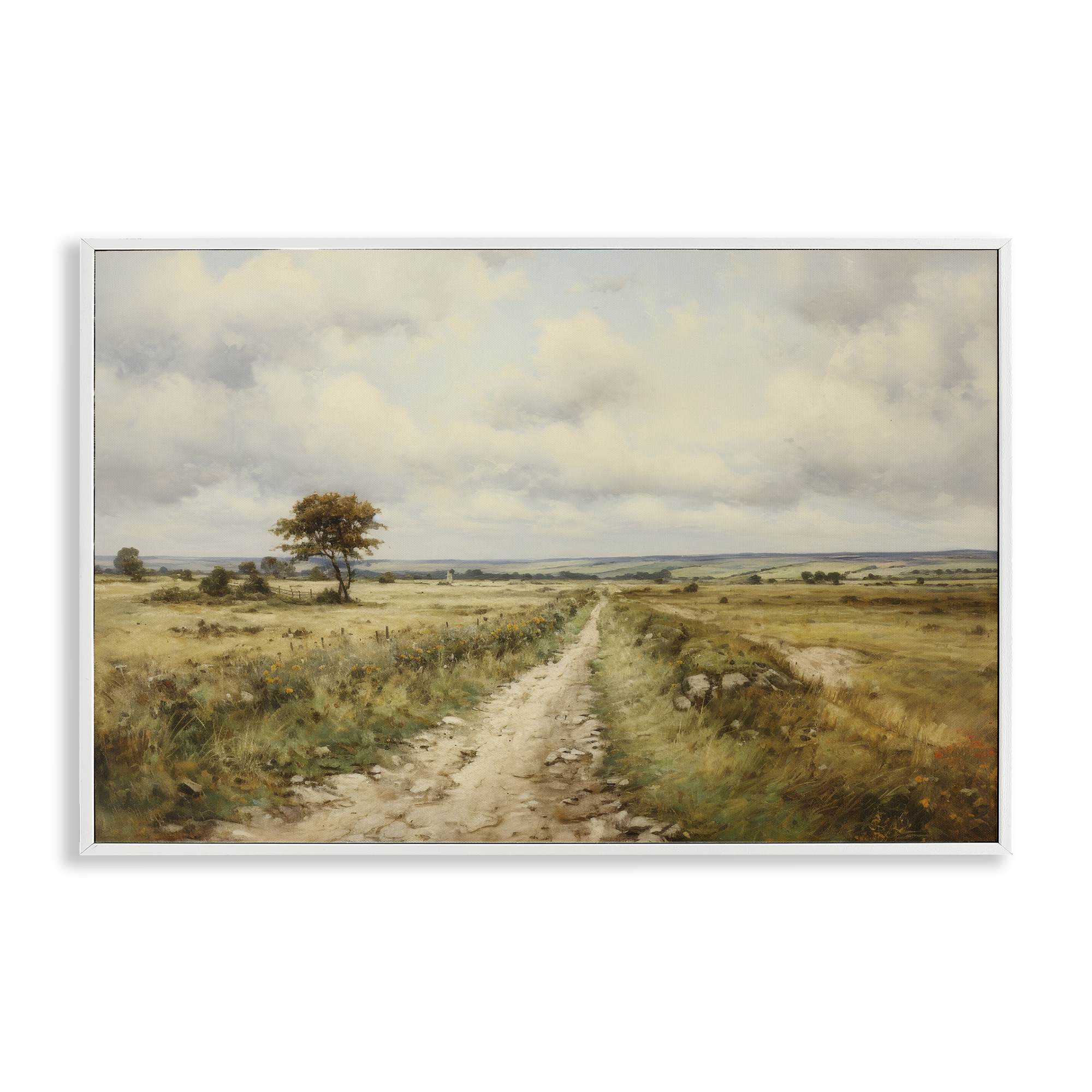 Framed Photo Rural Area Stupell Industries Rural Farm Road Landscape & Nature Painting White ...