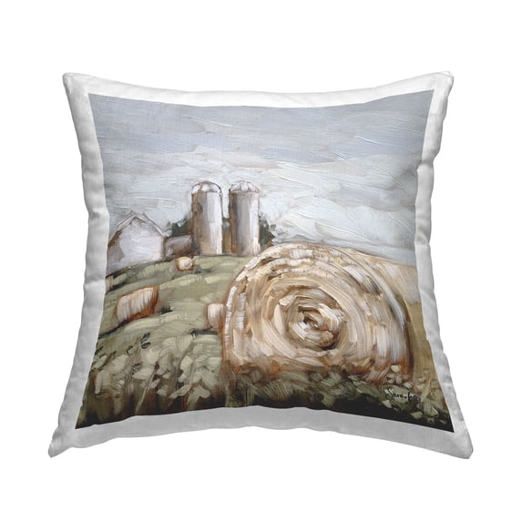 Stupell Industries Rural Farm Scene Haystacks Printed Throw Pillow Design by Sara G. Designs
