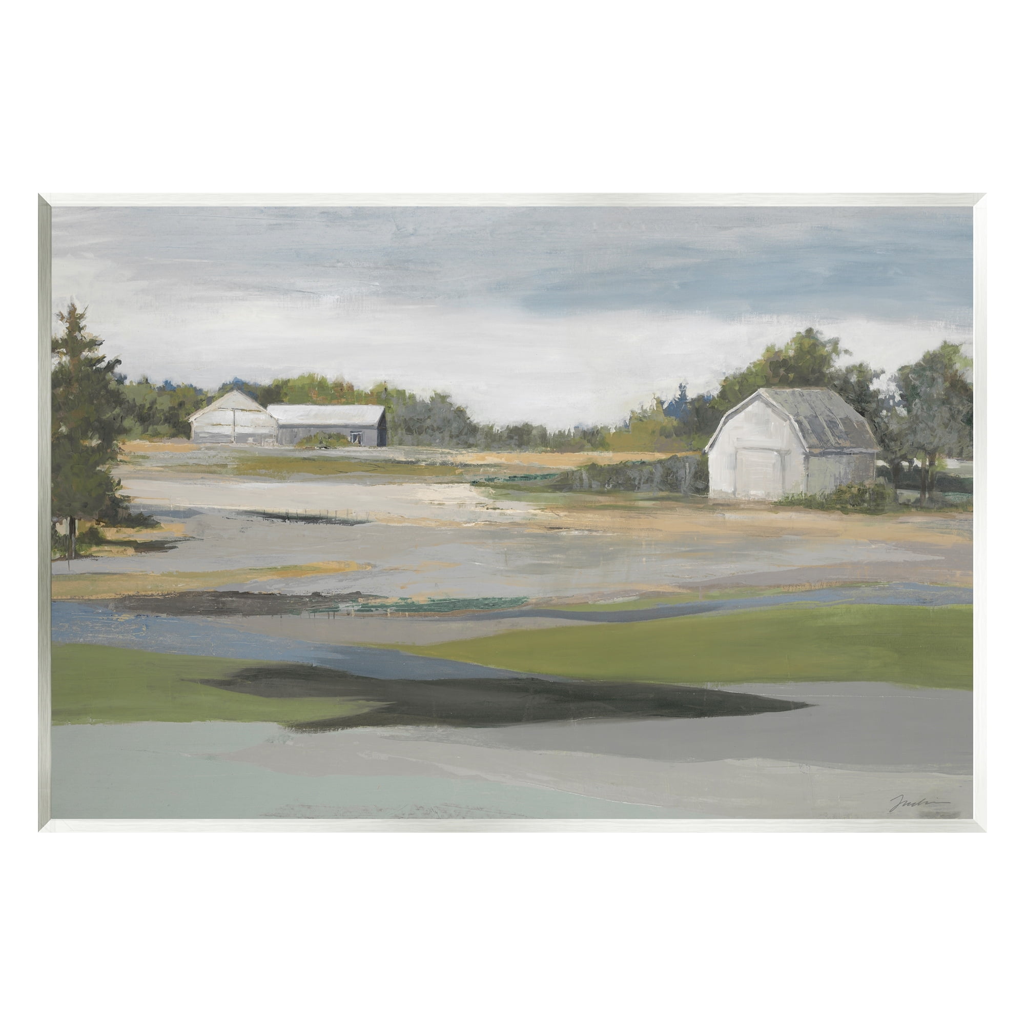 Stupell Industries Rural Farmland Vast Country Barn Agricultural Field Painting Unframed Art Print Wall Art, Design by Liz Jardine