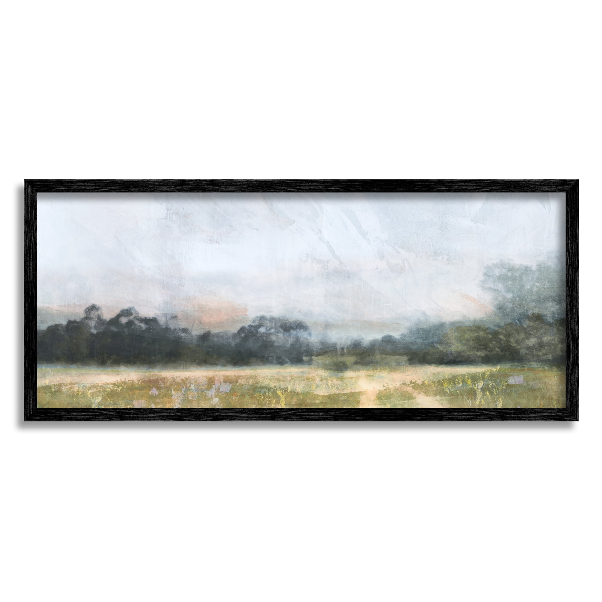 Black Framed Abstract Landscape Canvas Print, 30 x 13 Inches
