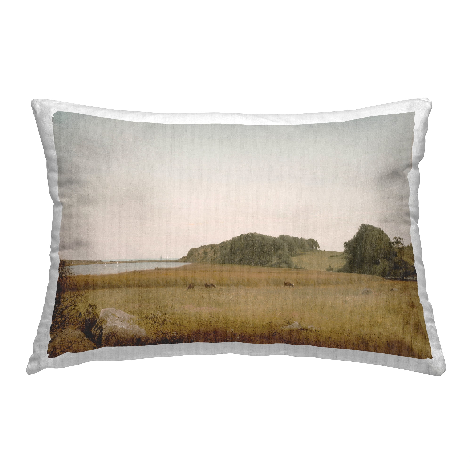 Stupell Industries Rural Field with River Decorative Printed Throw Pillow, 14 x 20