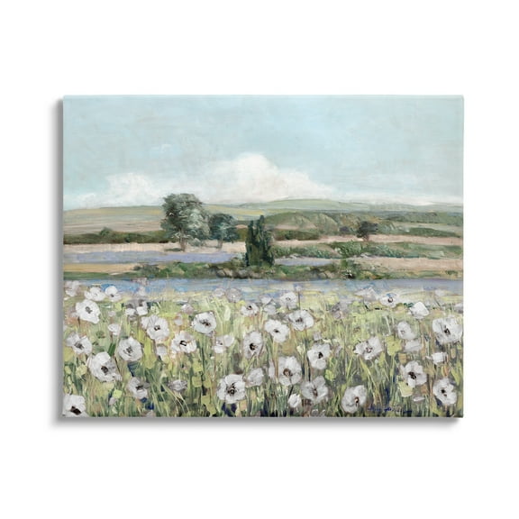 Stupell Industries Rural Flower Meadow Countryside Flowing Streams View Painting Gallery Wrapped Canvas Print Wall Art, Design by Sally Swatland