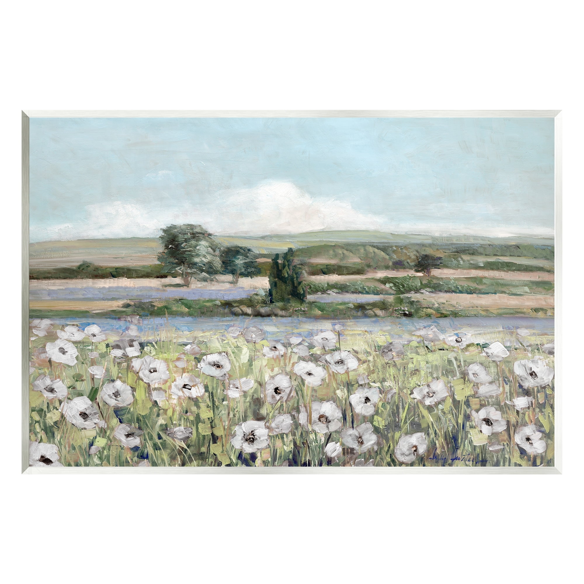 Stupell Industries Rural Flower Meadow Countryside Flowing Streams View Painting Unframed Art Print Wall Art, Design by Sally Swatland