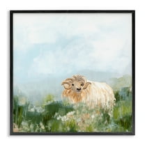 Stupell Industries Rural Goat in Meadow Animals & Insects Painting Black Framed Art Print Wall Art, 12 x 12