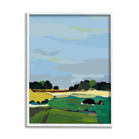 Stupell Industries Rural Grassland Fields Landscape Graphic Art White Framed Art Print Wall Art, Design by Nikita Jariwala
