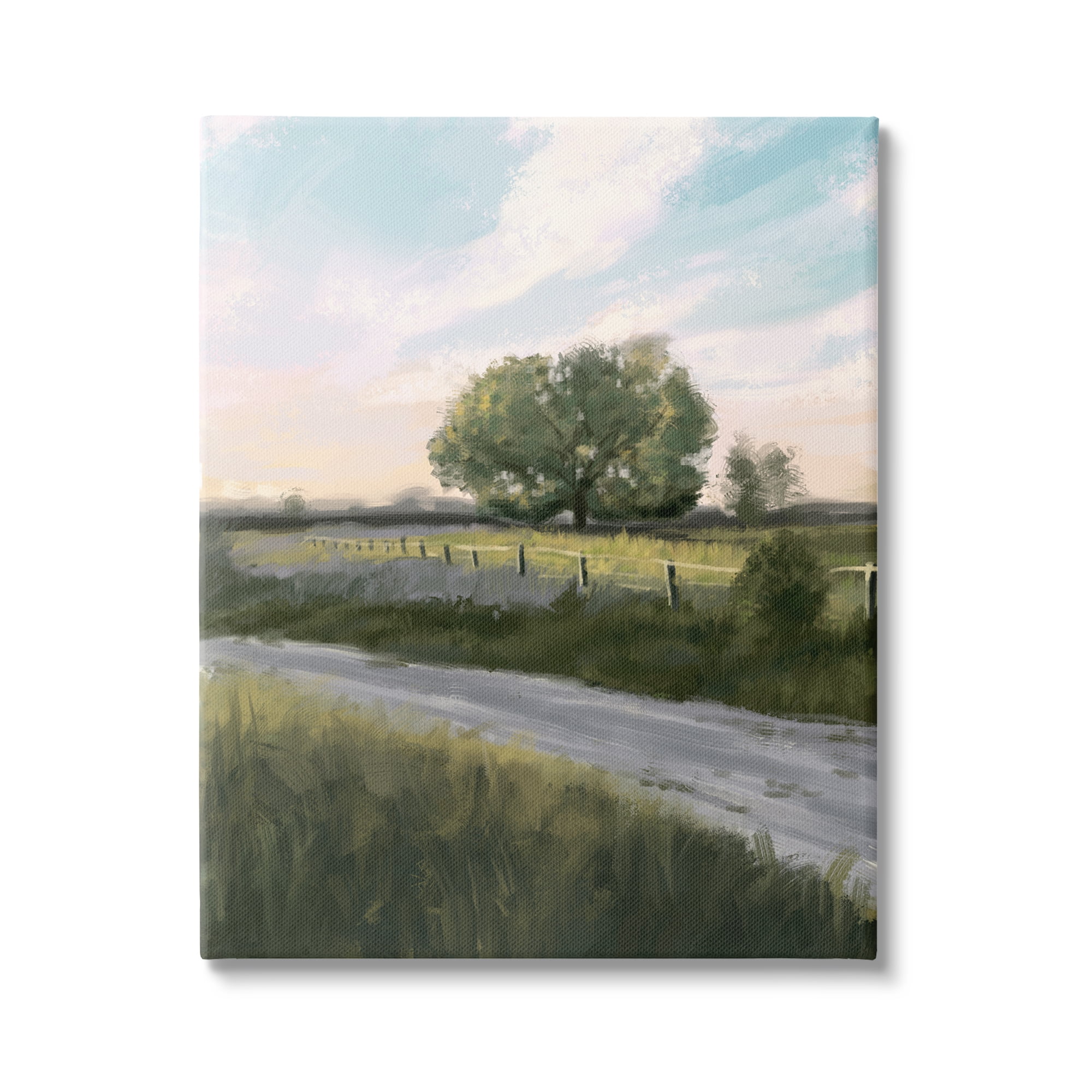 Rural Grasslands Lone Tree Landscape Canvas Wall Art