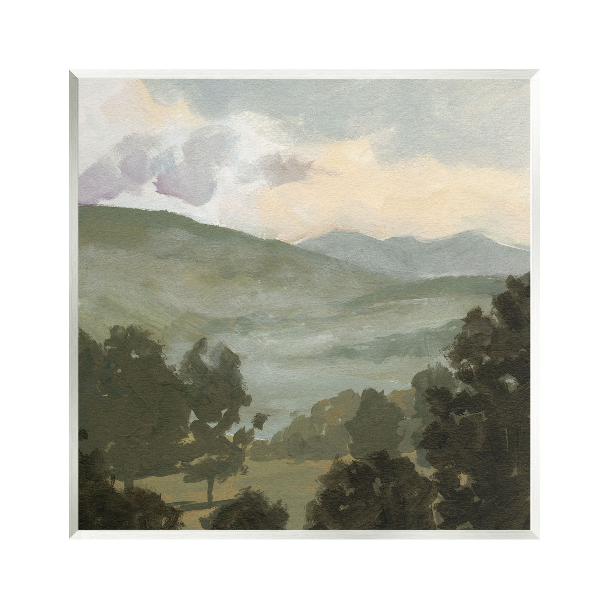 Stupell Industries Rural Green Landscape Nature Painting Unframed Art Print Wall Art, 12 x 12