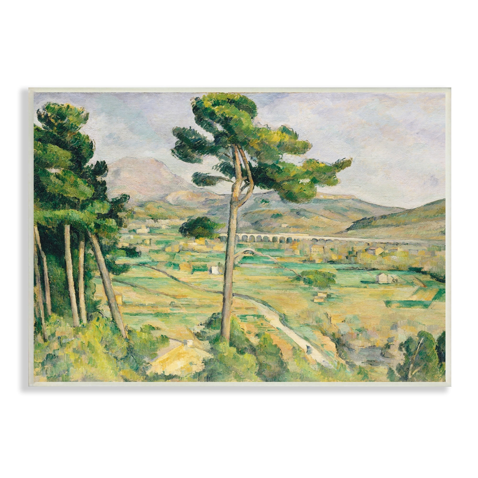Stupell Industries Rural Green Scenery Distant Bridge Mountain Trees Painting Unframed Art Print Wall Art, Design by Lettered and Lined