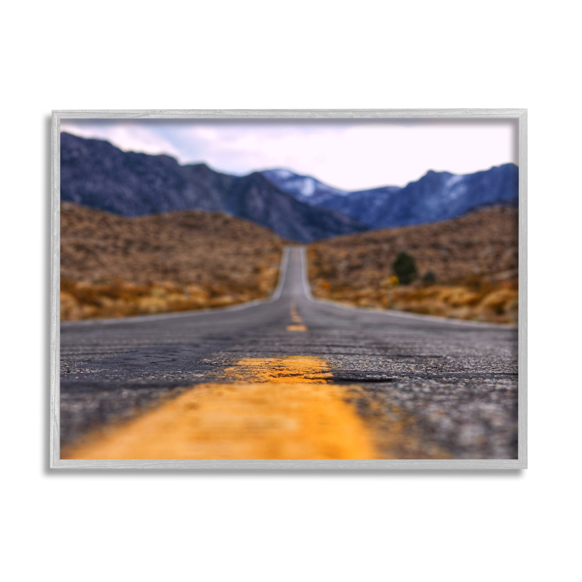 Stupell Industries Rural Ground View Country Highway Road Distant Peaks Photograph Gray Framed Art Print Wall Art, Design by Jeff Poe