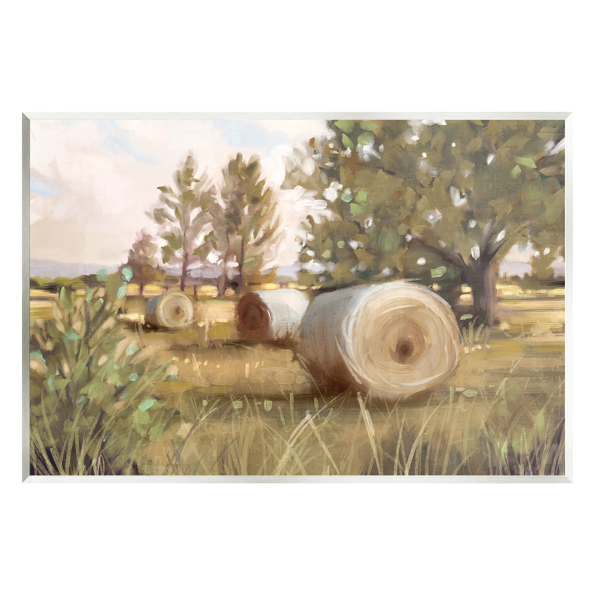 Stupell Industries Rural Hay Bales Farm Landscape Landscape Painting Unframed Art Print Wall Art