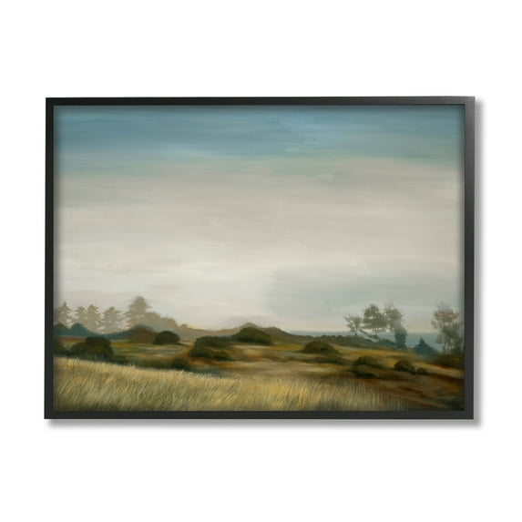 Stupell Industries Rural Hay Bales Landscape Painting Black Framed Art Print Wall Art, Design by Liz Jardine