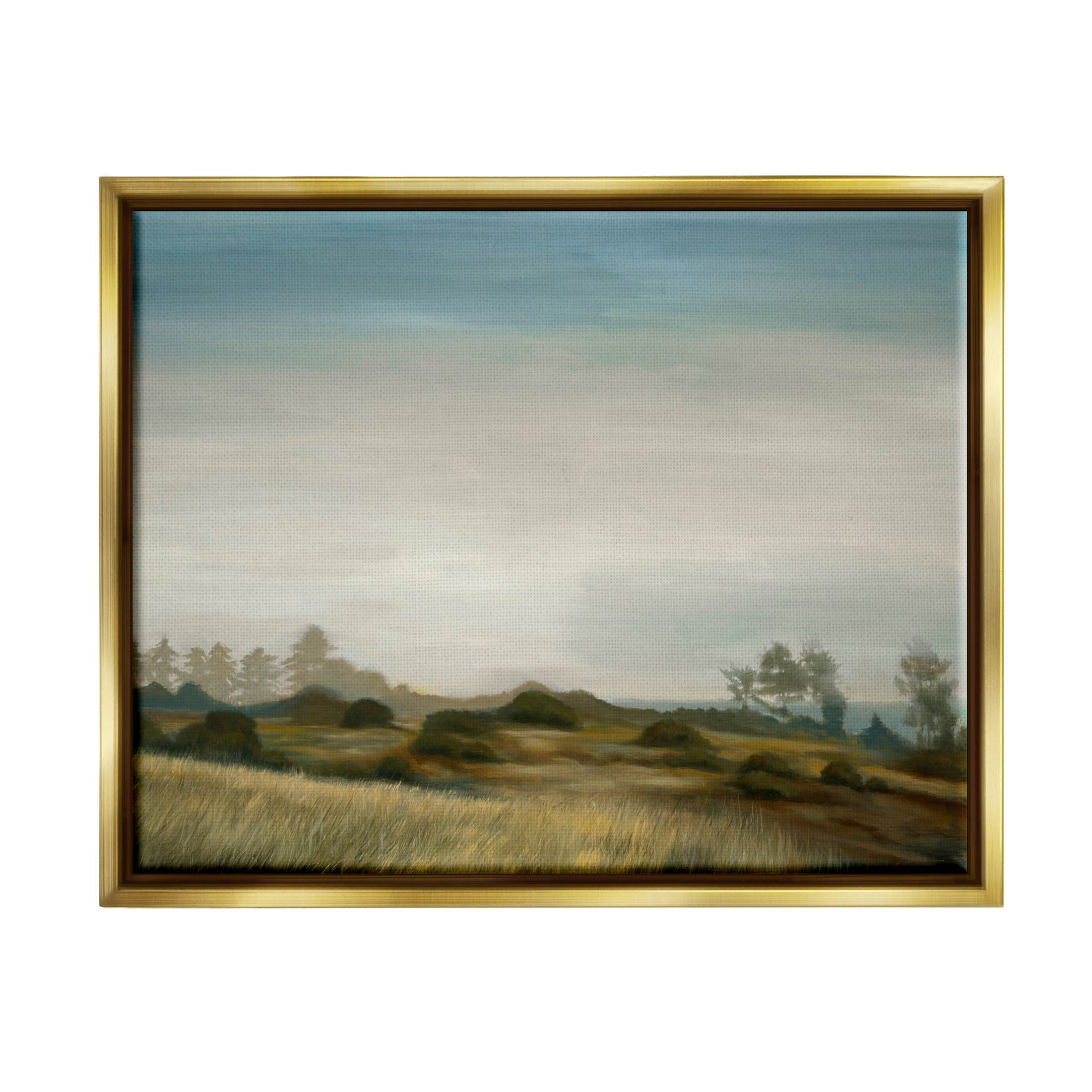 Stupell Industries Rural Hay Bales Landscape Painting Metallic Gold Floating Framed Canvas Print Wall Art, Design by Liz Jardine