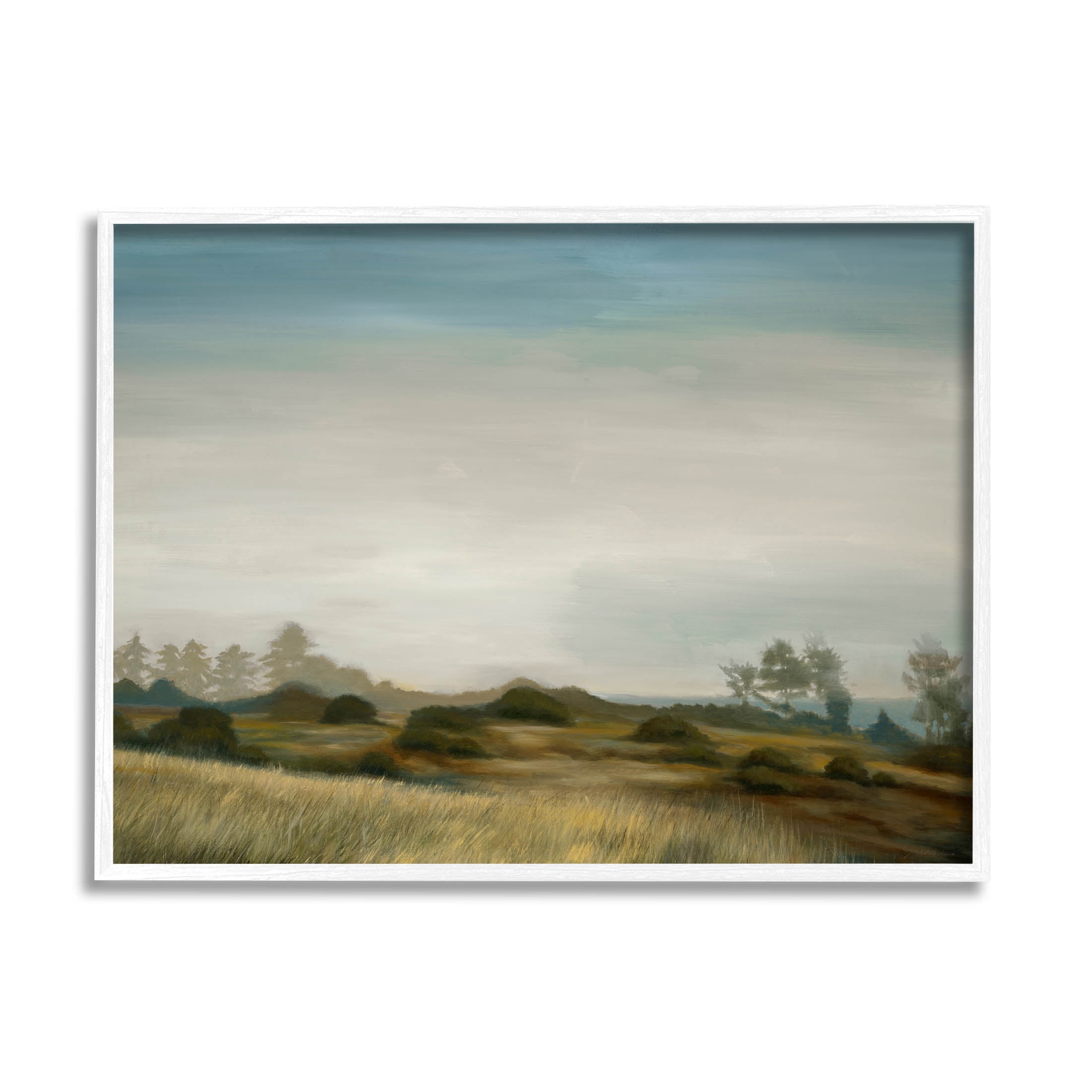 Stupell Industries Rural Hay Bales Landscape Painting White Framed Art Print Wall Art, Design by Liz Jardine