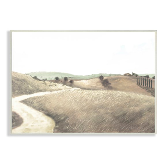 Stupell Industries Rural Hill Slopes Perspective Trail Wheat Grasslands Path,15 x 10, Design by Kingsley
