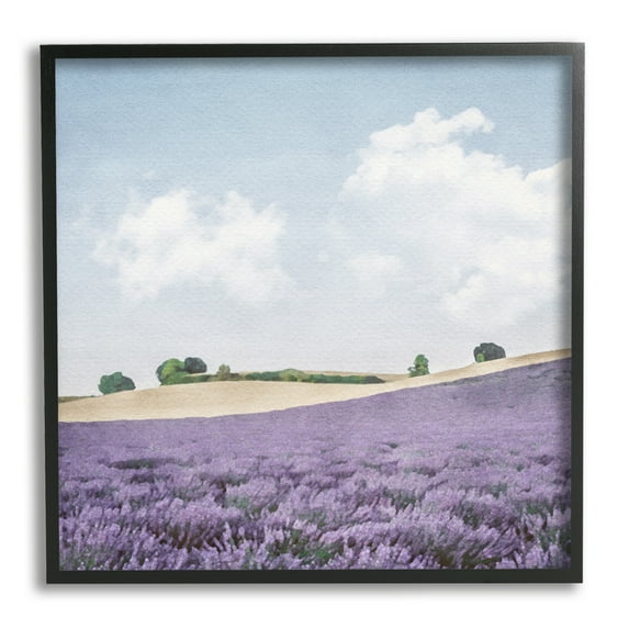 Stupell Industries Rural Lavender Farm Nature Painting Black Framed Art Print Wall Art, 12 x 12