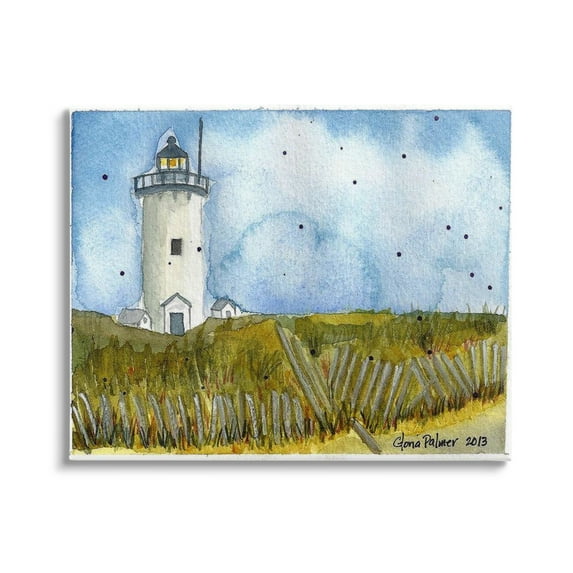 Stupell Industries Rural Lighthouse Painting Nature Painting Gallery Wrapped Canvas Print Wall Art, 20 x 16
