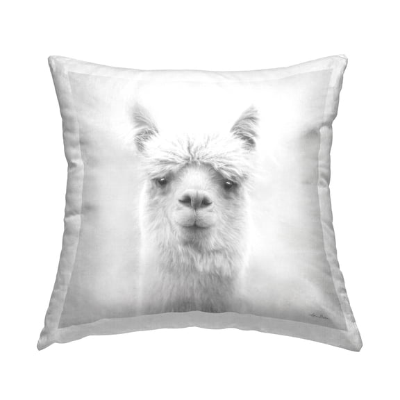 Stupell Industries Rural Llama Face Portrait Printed Throw Pillow Design by Lori Deiter