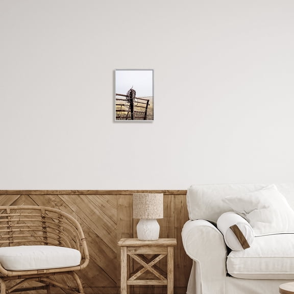 Stupell Industries Rural Meadow Fence Barbed Wire Countryside Photography Photograph Gray Framed Art Print Wall Art, Design by Leah Straatsma