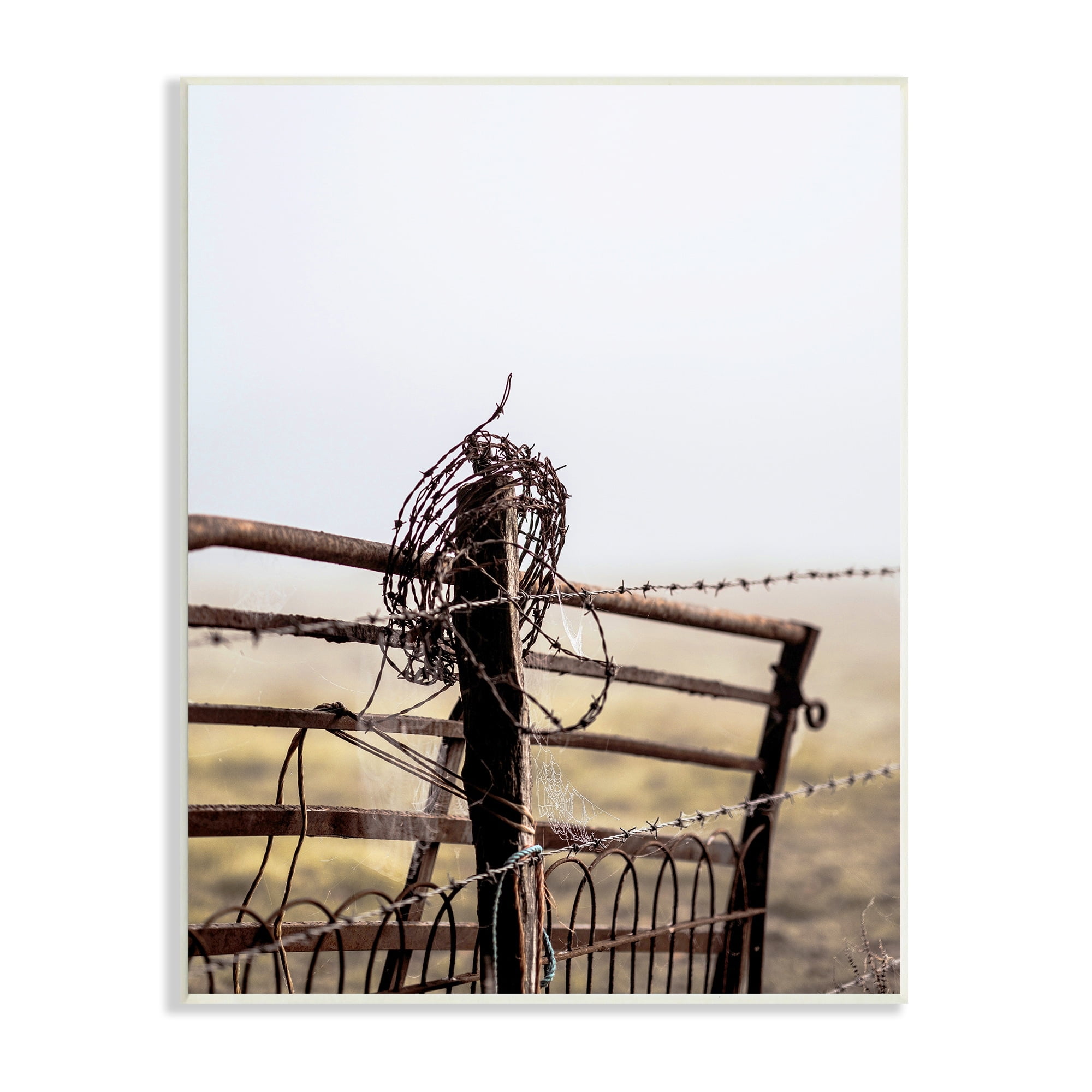 Stupell Industries Rural Meadow Fence Barbed Wire Countryside Photography Photograph Unframed Art Print Wall Art, Design by Leah Straatsma