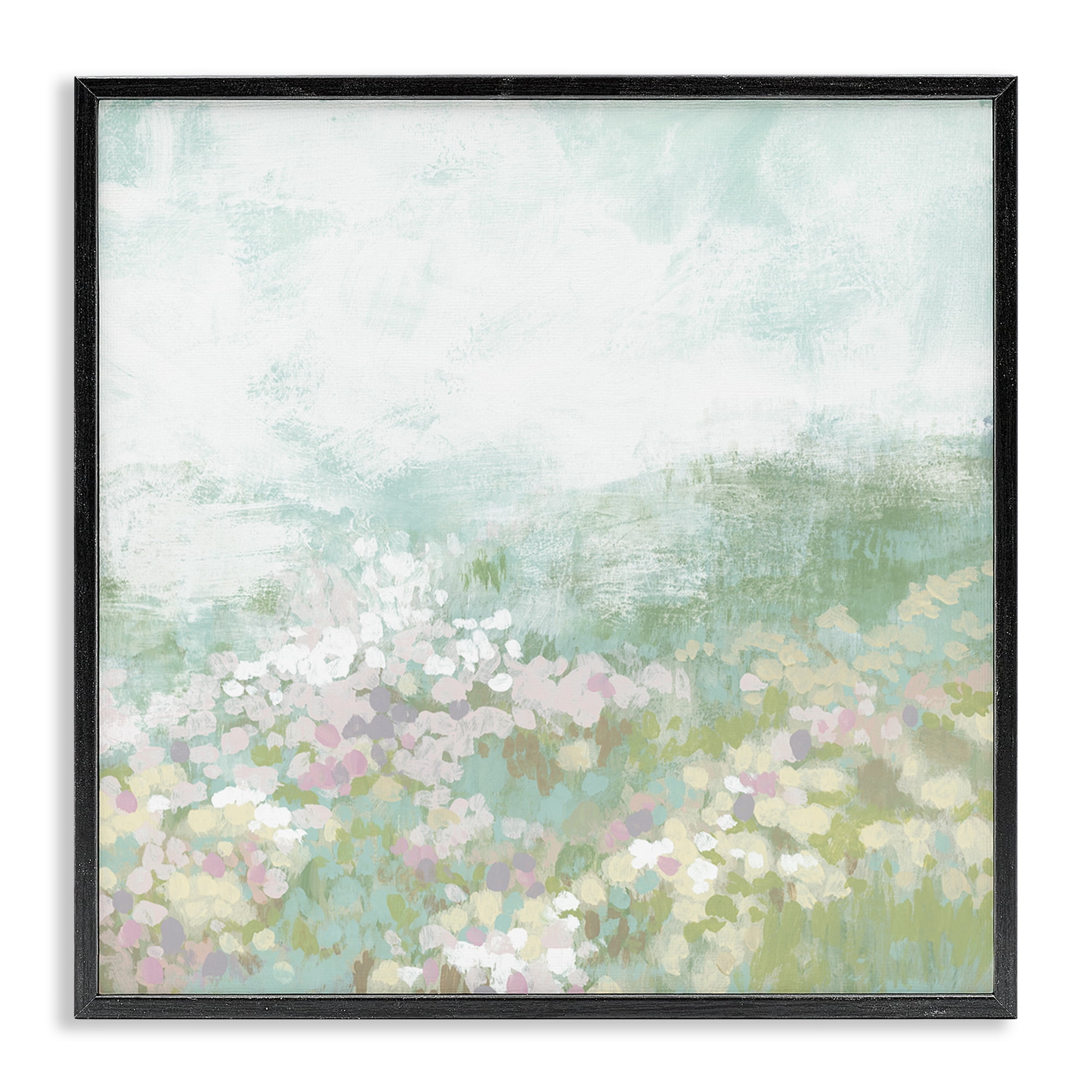Stupell Industries Rural Meadow Impression Landscape Painting Black Framed Art Print Wall Art, 12 x 12