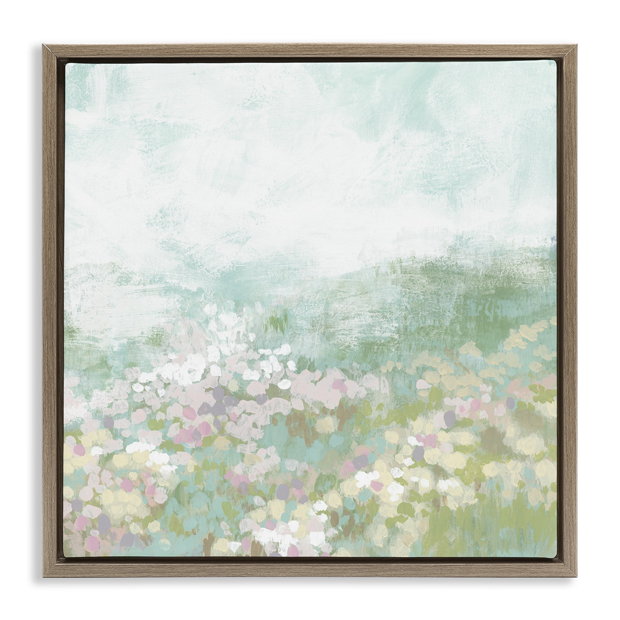 Stupell Industries Rural Meadow Impression Landscape Painting Brown Floater Framed Canvas Art Print Wall Art, 25 x 25