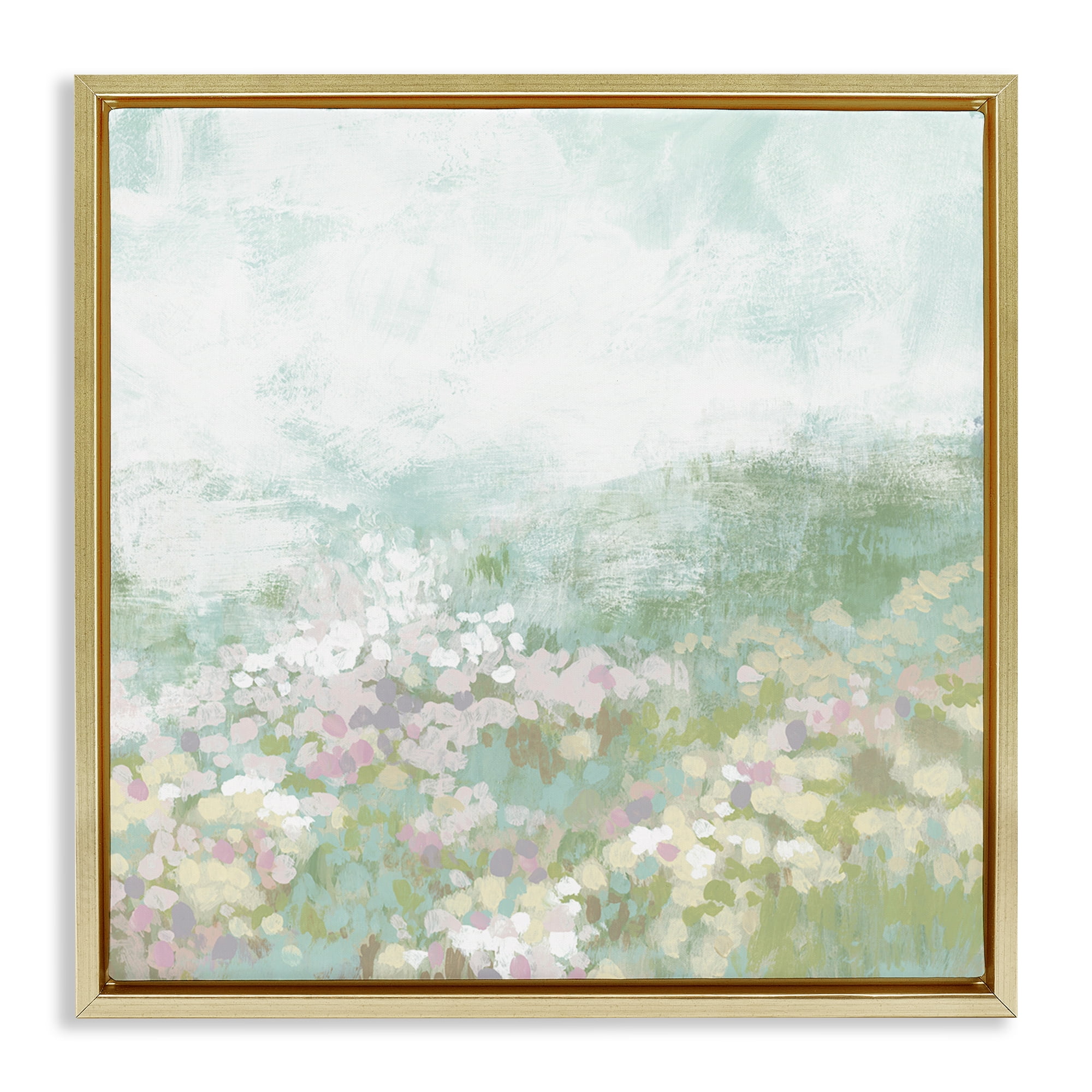 Stupell Industries Rural Meadow Impression Landscape Painting Gold Floater Framed Canvas Art Print Wall Art, 25 x 25