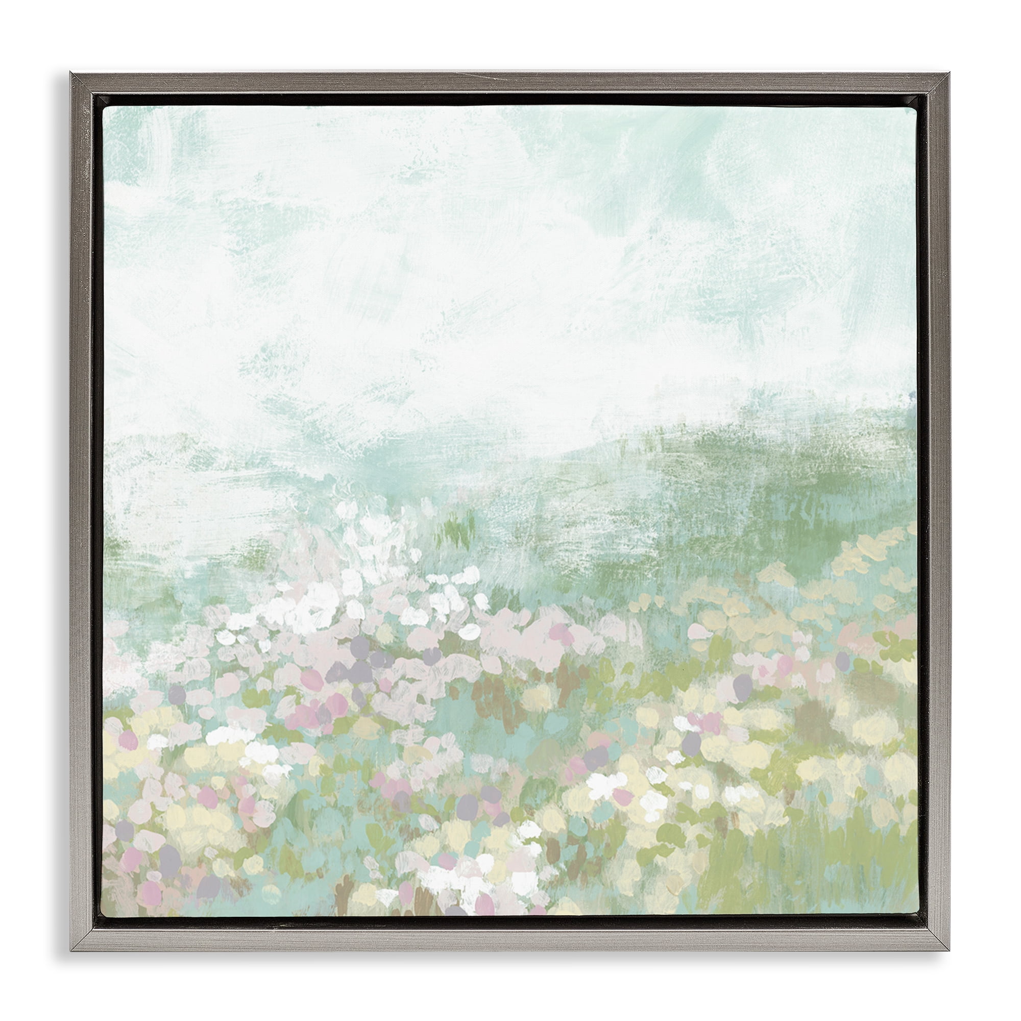 Stupell Industries Rural Meadow Impression Landscape Painting Gray Floater Framed Canvas Art Print Wall Art, 18 x 18