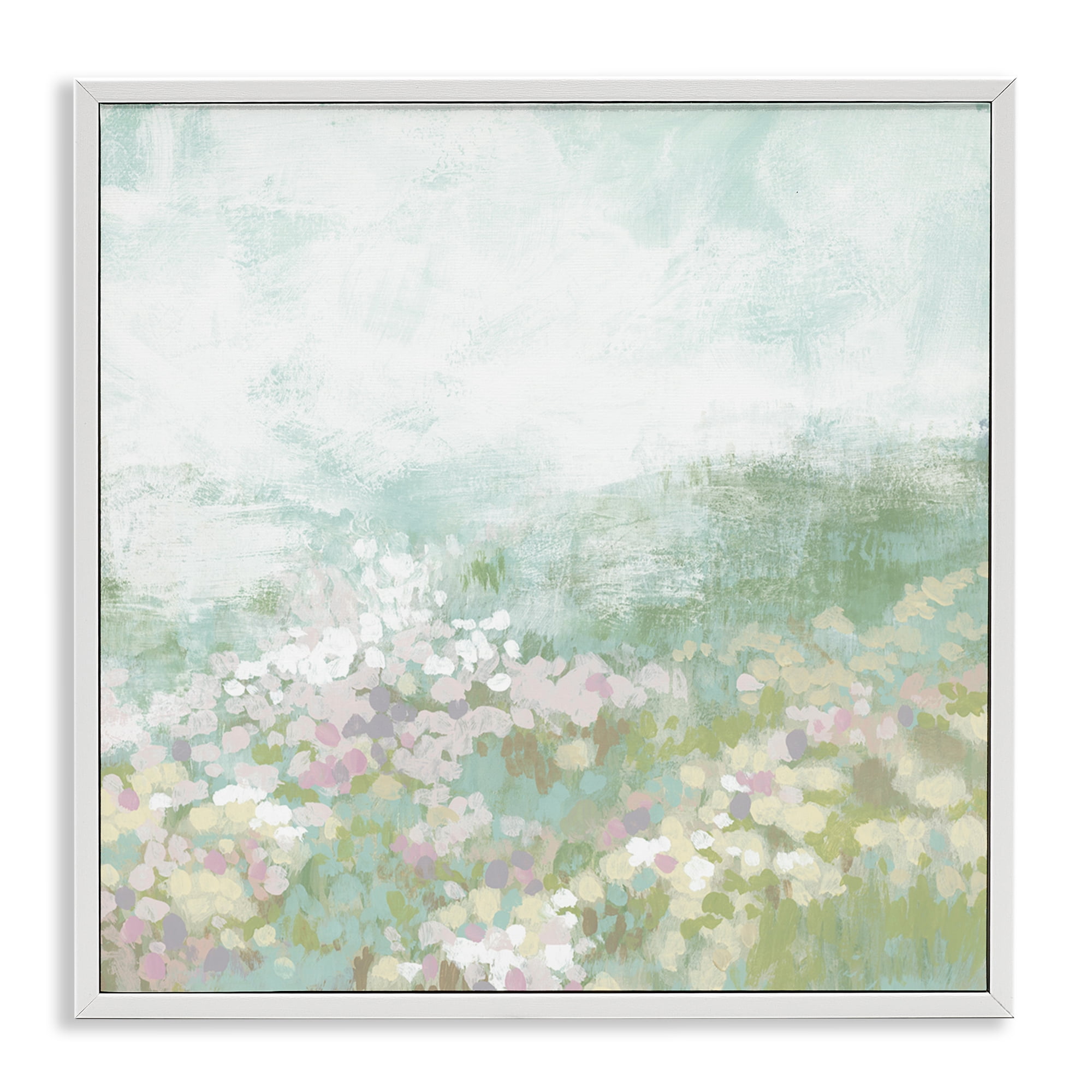 Stupell Industries Rural Meadow Impression Landscape Painting White Framed Art Print Wall Art, 12 x 12