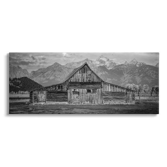 Stupell Industries Rural Mountain Cabin Landscape Photography Gallery Wrapped Canvas Art Print Wall Art, 30 x 13