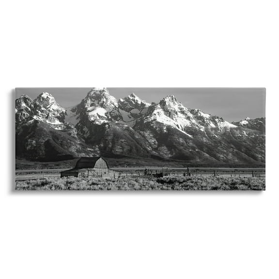 Stupell Industries Rural Mountain Farm Landscape Photography Gallery Wrapped Canvas Art Print Wall Art, 24 x 10