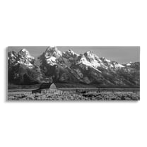 Stupell Industries Rural Mountain Farm Landscape Photography Gallery Wrapped Canvas Art Print Wall Art, 24 x 10