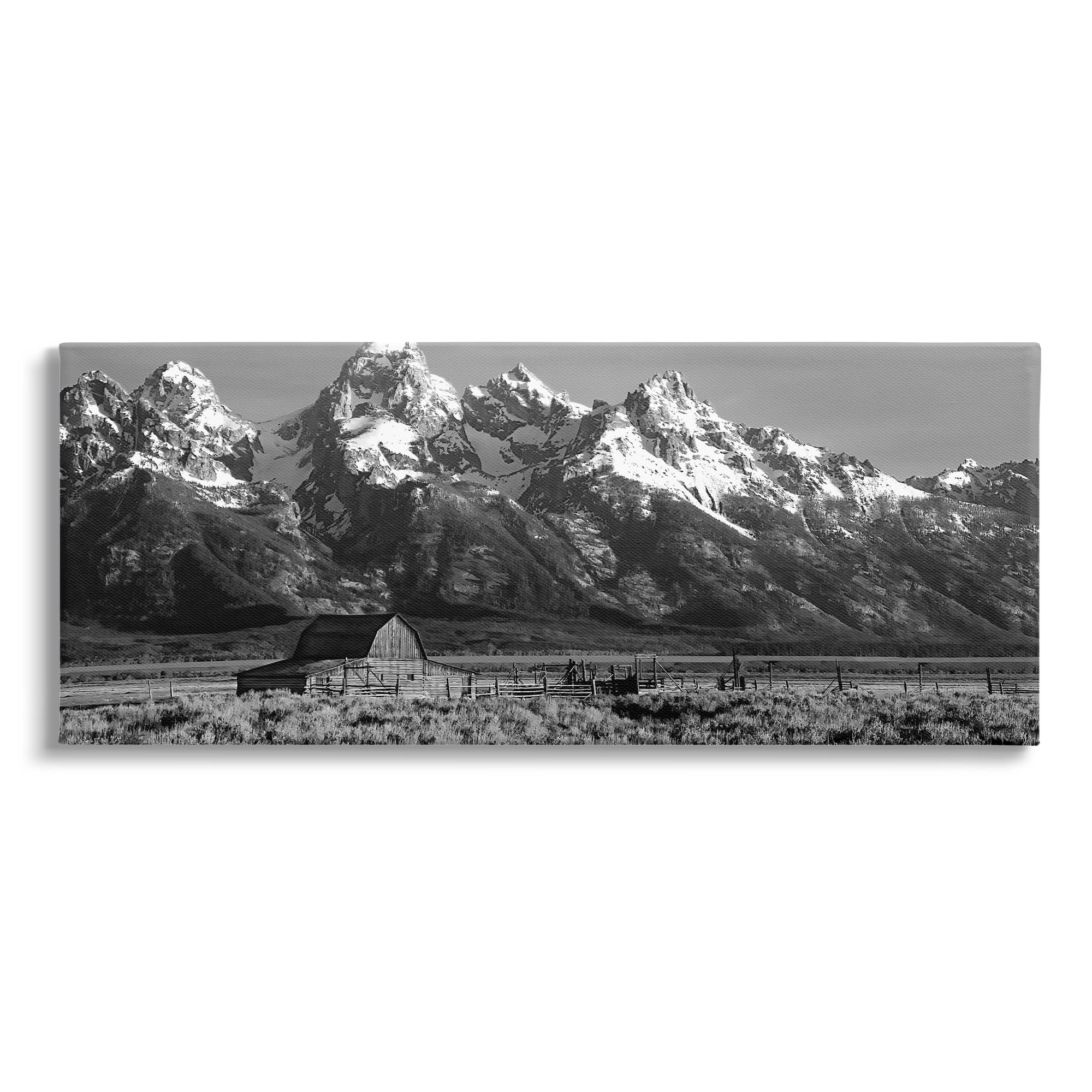 Stupell Industries Rural Mountain Farm Landscape Photography Gallery Wrapped Canvas Art Print Wall Art, 40 x 17