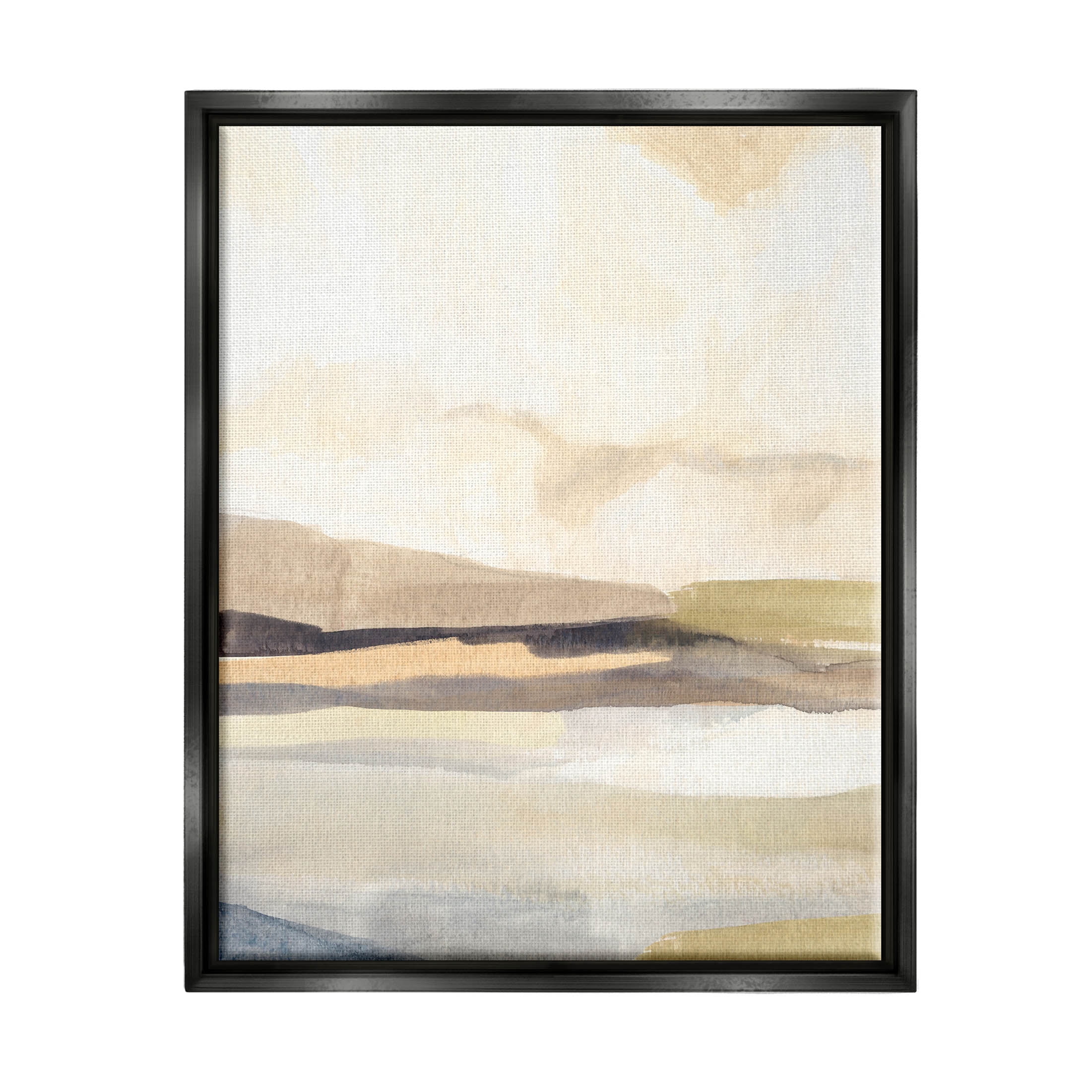 Stupell Industries Rural Nature Horizon Landscape Painting Jet Black Floating Framed Canvas Print Wall Art, Design by Annie Warren