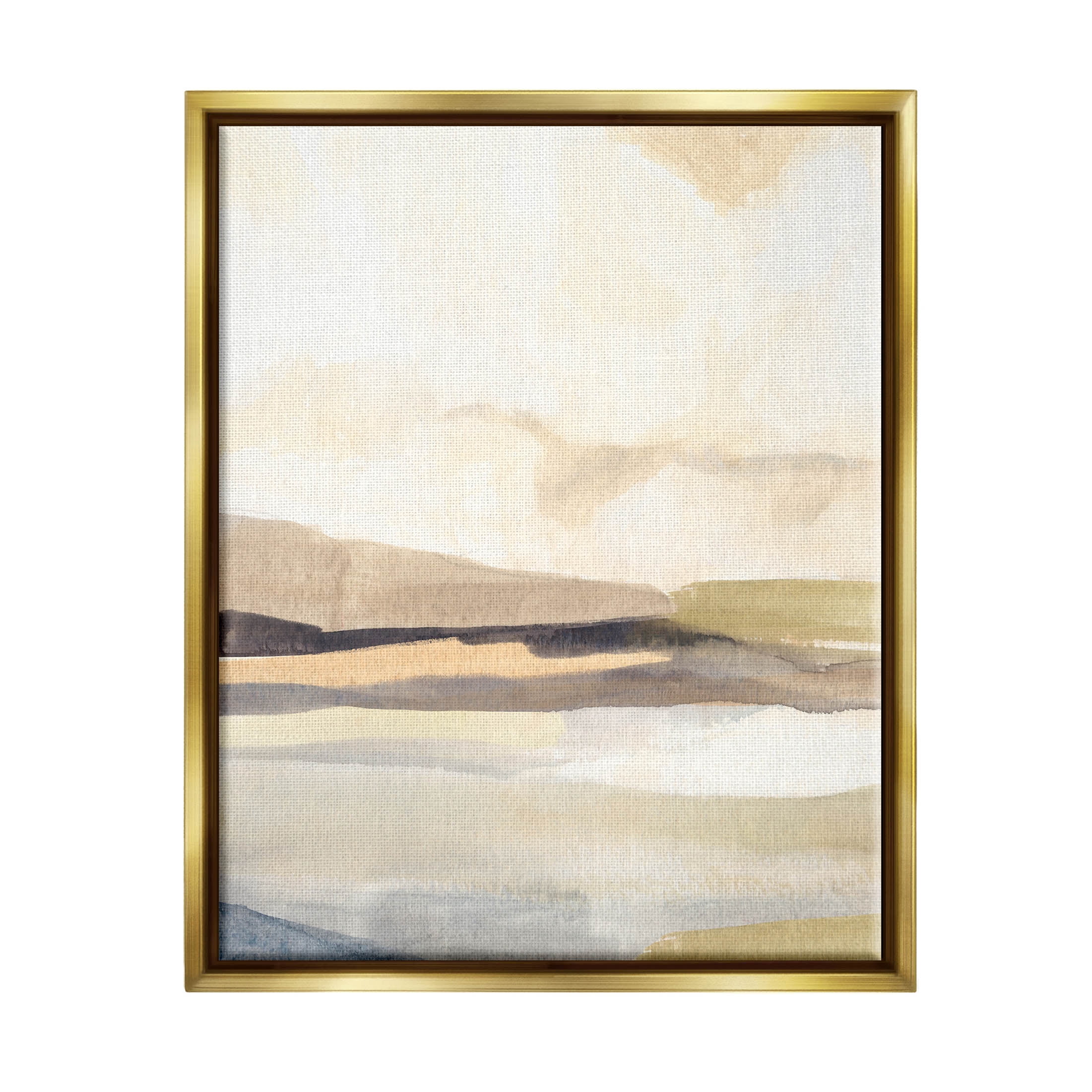 Stupell Industries Rural Nature Horizon Landscape Painting Metallic Gold Floating Framed Canvas Print Wall Art, Design by Annie Warren