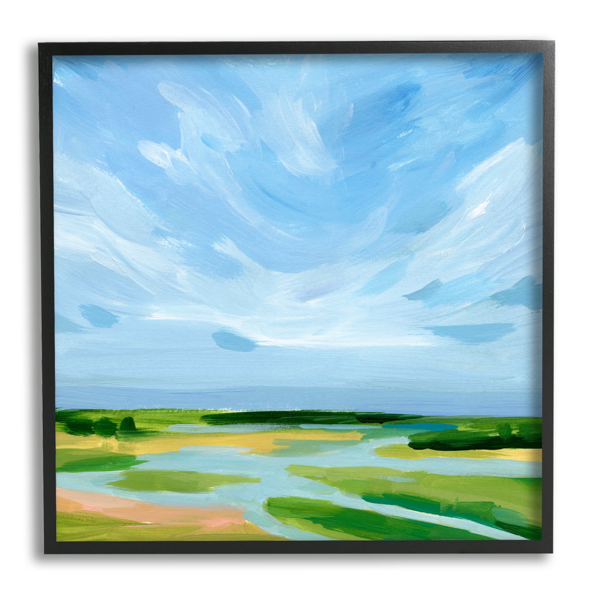 Stupell Industries Rural Nature Landscape Nature Painting Black Framed Art Print Wall Art, 12 x 12