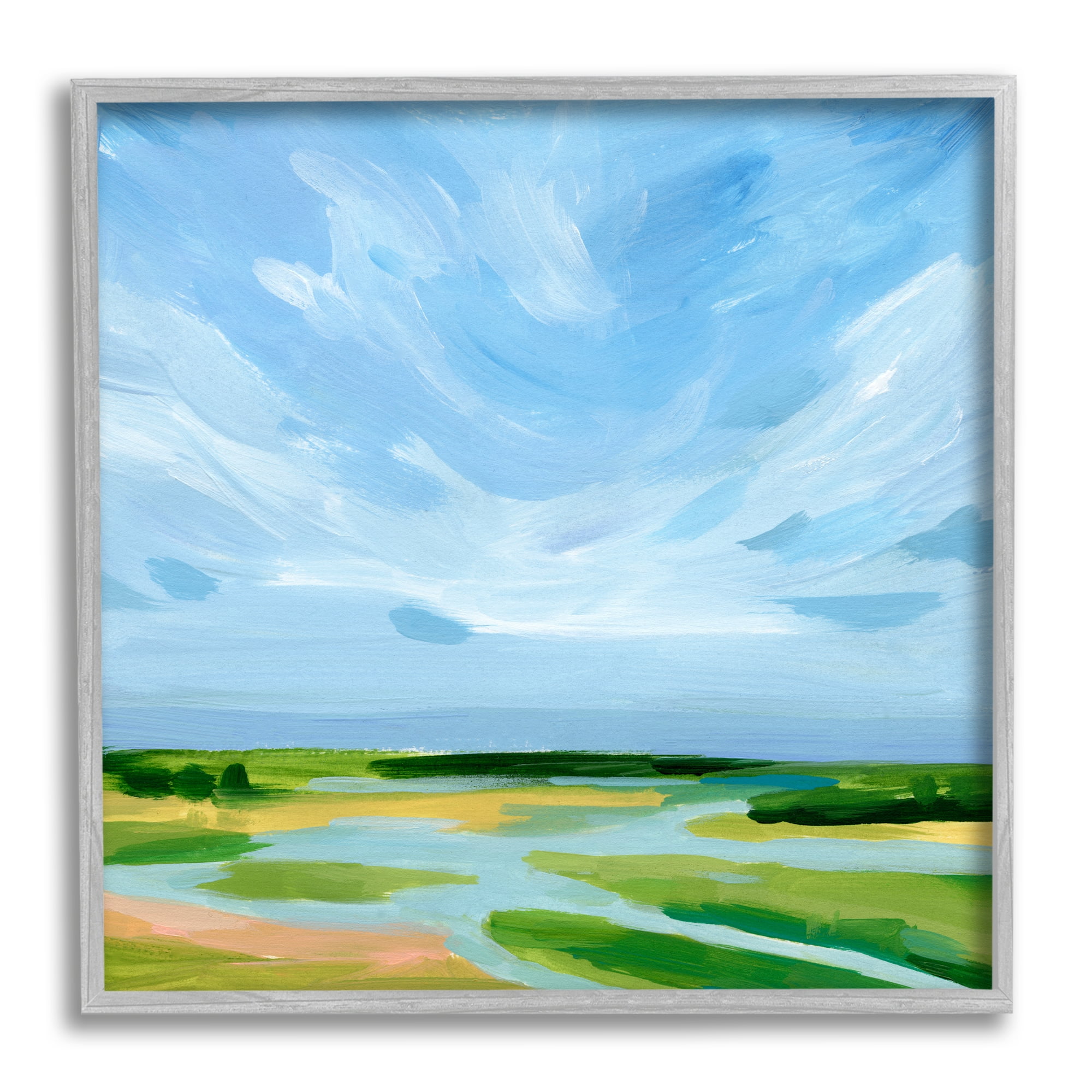 Stupell Industries Rural Nature Landscape Nature Painting Gray Framed Art Print Wall Art, 17 x 17