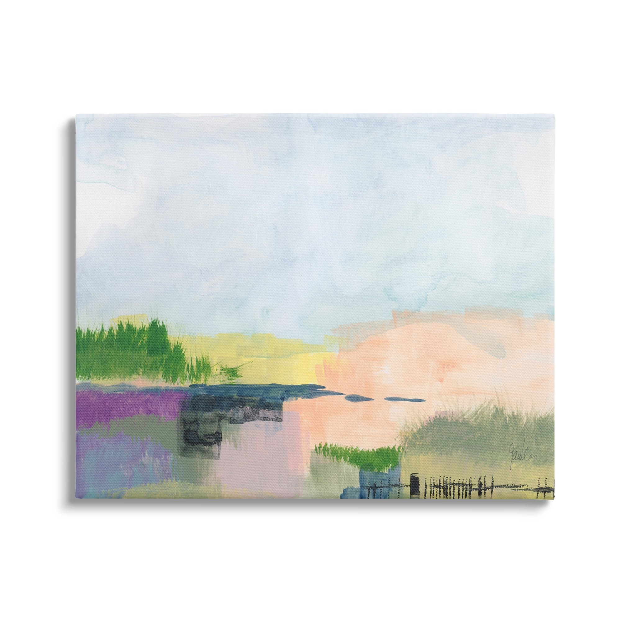 Stupell Industries Rural Pastel Landscape Comforting Farmland Hills Scenery Painting Gallery Wrapped Canvas Print Wall Art, Design by Jan Weiss