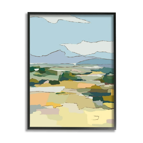 Stupell Industries Rural Pasture Abstract Field Graphic Art Black Framed Art Print Wall Art, Design by Nikita Jariwala