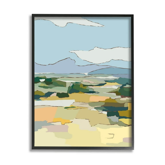 Stupell Industries Rural Pasture Abstract Field Graphic Art Black Framed Art Print Wall Art, Design by Nikita Jariwala