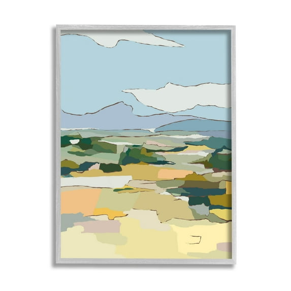 Stupell Industries Rural Pasture Abstract Field Graphic Art Gray Framed Art Print Wall Art, Design by Nikita Jariwala